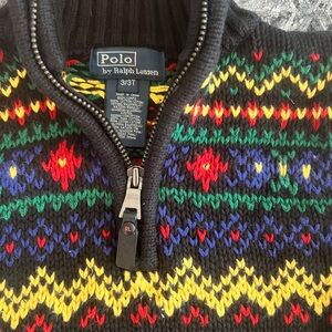 Polo by Ralph Lauren Black Multicolor Knit Half-Zip Sweater